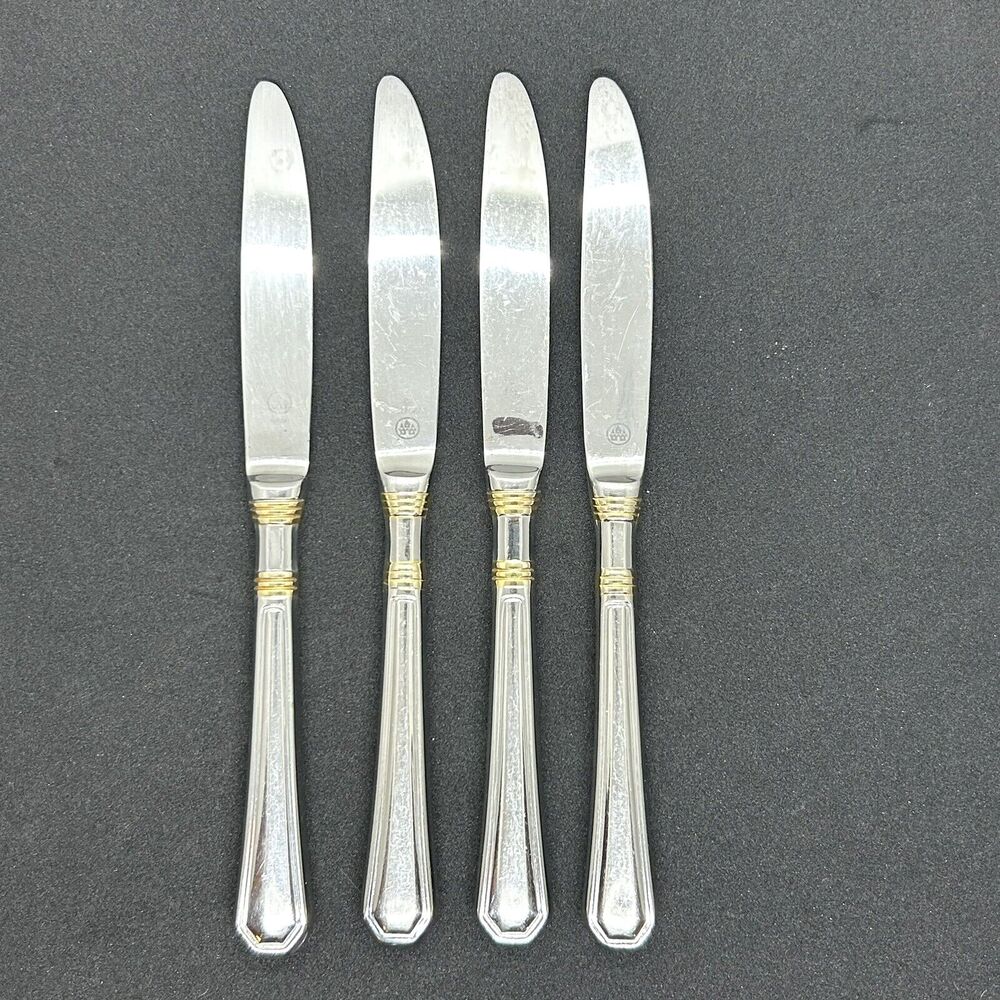 Pfaltzgraff GOLDEN PROVIDENCE Dinner Knife Stainless Gold Accent Set of 4